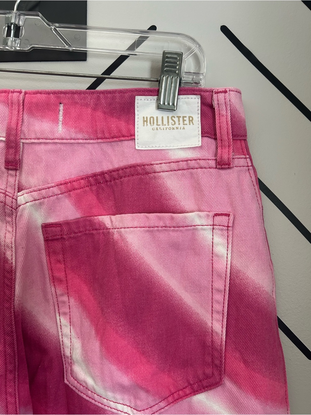 Hollister Pink White Tie Dye look Vintage Baggy High Rise jeans - Picture 2 of 7